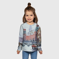 Лонгслив детский Старинная Москва - новый год, цвет: 3D-принт — фото 2