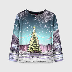 Лонгслив детский Москва - новогодний салют, цвет: 3D-принт