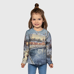 Лонгслив детский Новогодние праздники в Москве, цвет: 3D-принт — фото 2