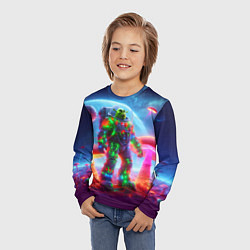 Лонгслив детский Неоновый космонавт Шрек на планете гигантских мухо, цвет: 3D-принт — фото 2