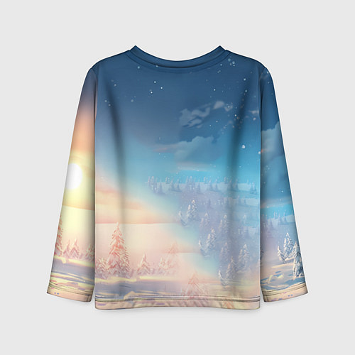 Детский лонгслив Радостный новогодний конь / 3D-принт – фото 2