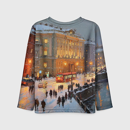 Детский лонгслив Предновогодний Санкт-Петербург / 3D-принт – фото 2