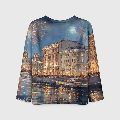 Детский лонгслив Новогодний салют в Питере / 3D-принт – фото 2