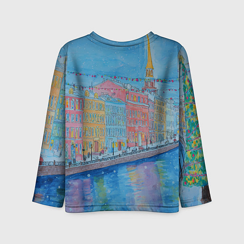 Детский лонгслив Новогодний рисованный Санкт-Петербург / 3D-принт – фото 2