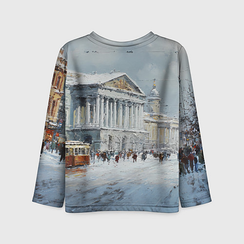 Детский лонгслив Зимний Питер красками / 3D-принт – фото 2