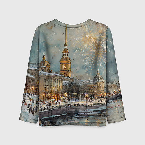Детский лонгслив Новогодний салют в Питере / 3D-принт – фото 2