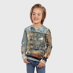 Лонгслив детский Трамваи в зимнем Санкт-Петербурге, цвет: 3D-принт — фото 2