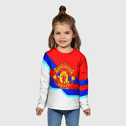 Лонгслив детский Манчестер Юнайтед полосы геометрия, цвет: 3D-принт — фото 2