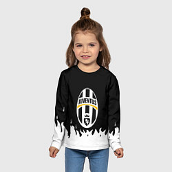 Лонгслив детский Ювентус белый огонь текстура, цвет: 3D-принт — фото 2