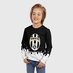 Лонгслив детский Ювентус белый огонь текстура, цвет: 3D-принт — фото 2