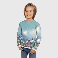 Лонгслив детский Новогодние дома, цвет: 3D-принт — фото 2