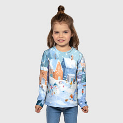 Лонгслив детский Предновогодний день во дворе, цвет: 3D-принт — фото 2