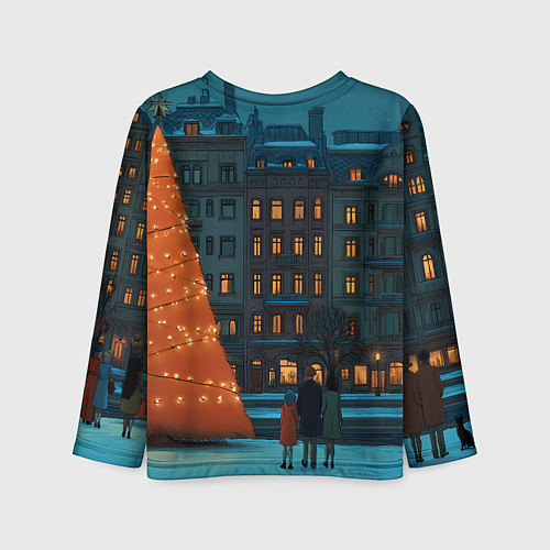 Детский лонгслив Городская светящаяся елка / 3D-принт – фото 2