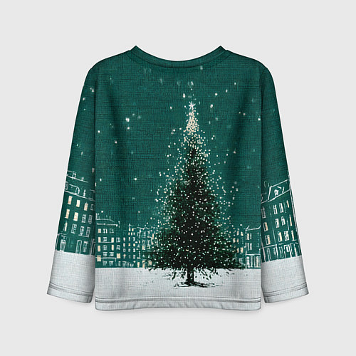 Детский лонгслив Новый год в зеленом стиле / 3D-принт – фото 2