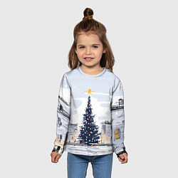 Лонгслив детский Новый год минимализм, цвет: 3D-принт — фото 2