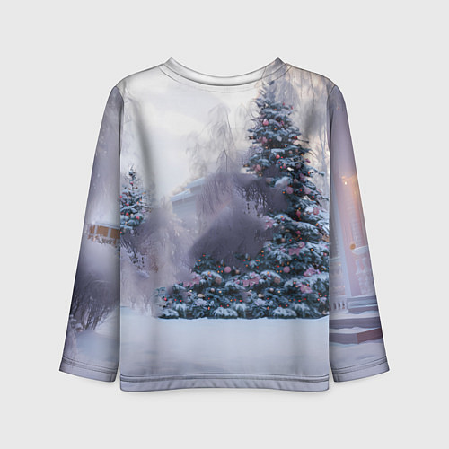 Детский лонгслив Геометрическая новогодняя лошадка / 3D-принт – фото 2