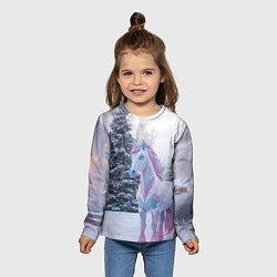 Лонгслив детский Геометрическая новогодняя лошадка, цвет: 3D-принт — фото 2