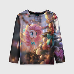 Лонгслив детский Милая новогодняя лошадка с крыльями, цвет: 3D-принт