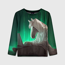 Лонгслив детский Хакер лошадь, цвет: 3D-принт