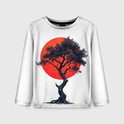 Детский лонгслив Японское дерево и солнце
