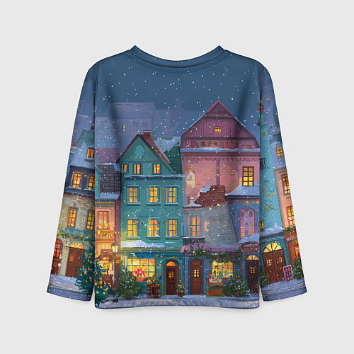 Детский лонгслив Новогодний дворик / 3D-принт – фото 2