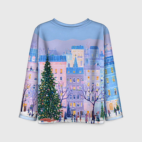 Детский лонгслив Новогодний двор / 3D-принт – фото 2