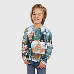Лонгслив детский Новогодний елочный двор, цвет: 3D-принт — фото 2