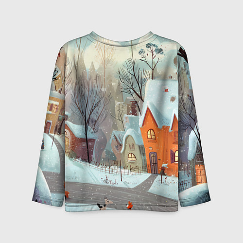 Детский лонгслив Милый новогодний дворик / 3D-принт – фото 2