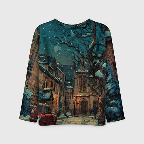 Детский лонгслив Счастья в новом году - ламповый двор / 3D-принт – фото 2