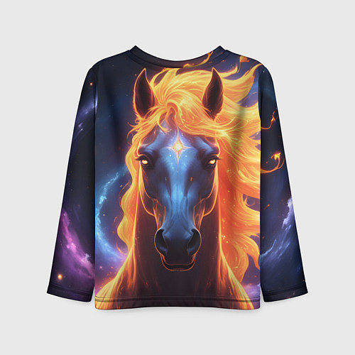 Детский лонгслив Космическая огненная лошадь / 3D-принт – фото 2