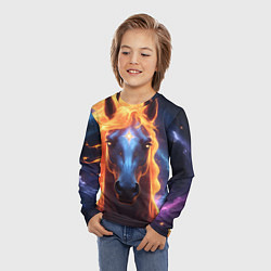 Лонгслив детский Космическая огненная лошадь, цвет: 3D-принт — фото 2