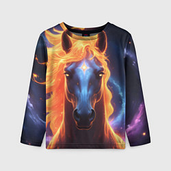 Лонгслив детский Космическая огненная лошадь, цвет: 3D-принт