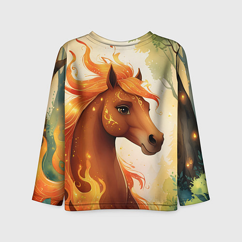 Детский лонгслив Милая огненная лошадь / 3D-принт – фото 2