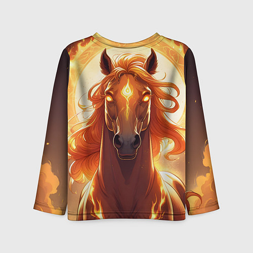 Детский лонгслив Огненная лошадь в свечении / 3D-принт – фото 2