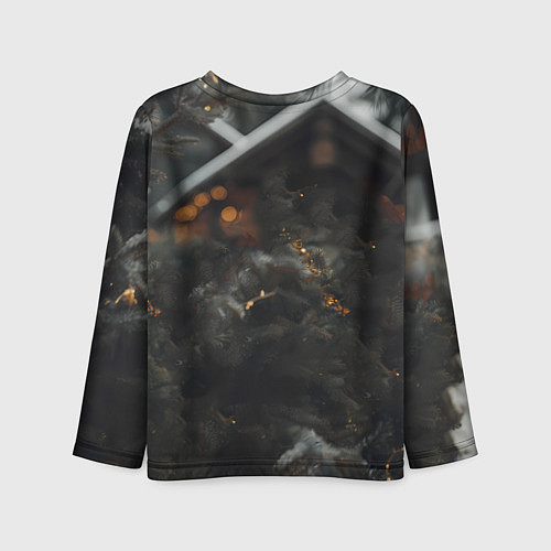 Детский лонгслив Лошадь у новогодней елки / 3D-принт – фото 2