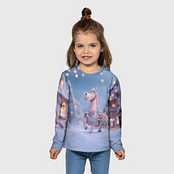Лонгслив детский Новогодняя милая лошадка, цвет: 3D-принт — фото 2