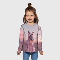 Лонгслив детский Лошадка в худи, цвет: 3D-принт — фото 2