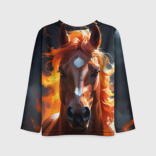 Детский лонгслив Огненная лошадь на темном / 3D-принт – фото 2