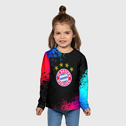 Лонгслив детский Бавария Мюнхен краски неон градиент, цвет: 3D-принт — фото 2
