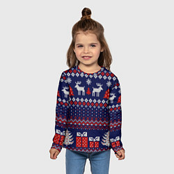 Лонгслив детский Новогодний вязаный паттерн, цвет: 3D-принт — фото 2