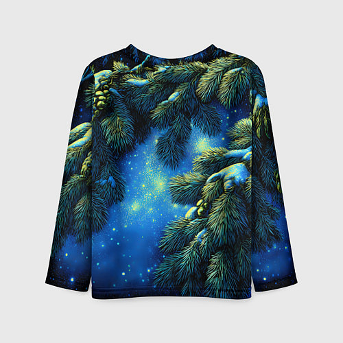 Детский лонгслив Новогодние ветки елки / 3D-принт – фото 2