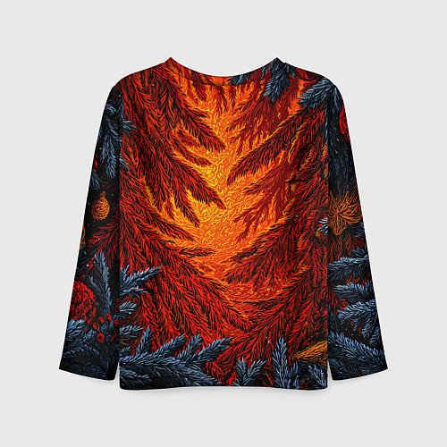 Детский лонгслив Новогодние ветки елок / 3D-принт – фото 2