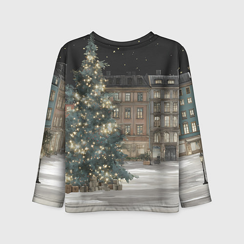 Детский лонгслив Елка во дворе / 3D-принт – фото 2