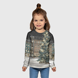 Лонгслив детский Елка во дворе, цвет: 3D-принт — фото 2
