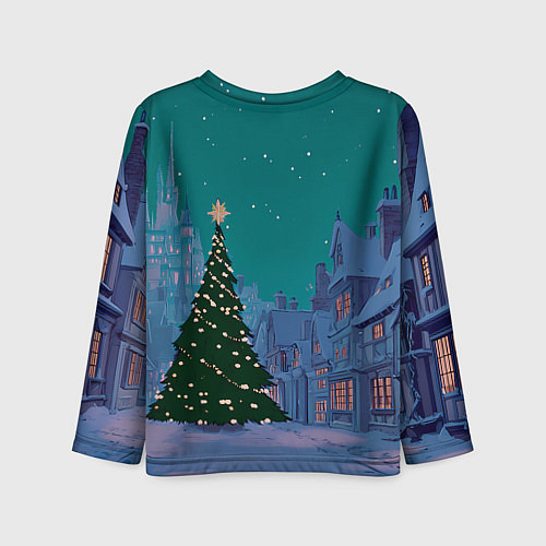 Детский лонгслив Зеленая новогодняя елка во вдоре / 3D-принт – фото 2