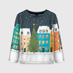 Детский лонгслив Новогодний снежный город
