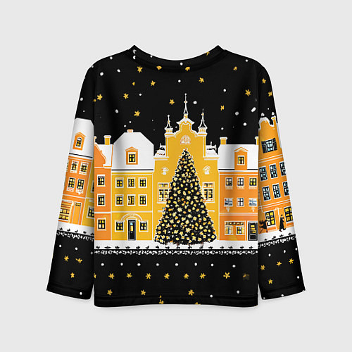 Детский лонгслив Новогодняя ночь в городе / 3D-принт – фото 2