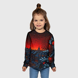 Лонгслив детский Новый год в ночном городе, цвет: 3D-принт — фото 2