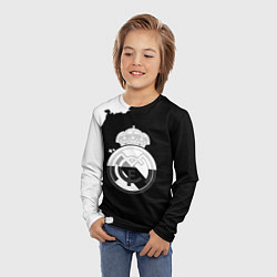 Лонгслив детский Реал Мадрид черно белые краски, цвет: 3D-принт — фото 2