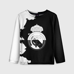 Детский лонгслив Реал Мадрид черно белые краски